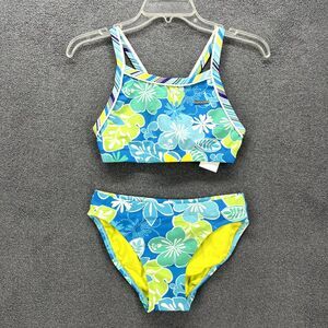 THE FINALS Bikini Set Small Blue Floral‎ Swimsuit Workout Funkies Youth